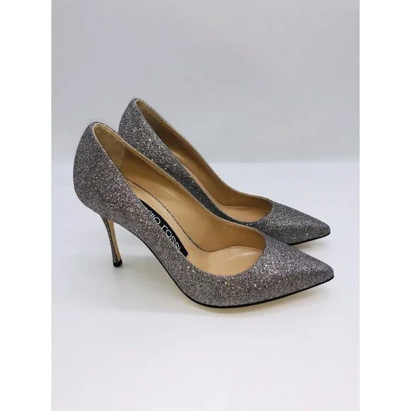 Sergio Rossi Women Godiva Pointed Toe Dress Pump Royal Degrade Silver EU 36 US 6 - Picture 2 of 11